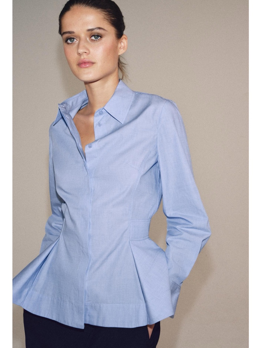 ZARA ZW COLLECTION PEPLUM POPLIN SHIRT